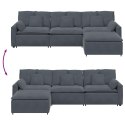 SOFA MODUŁOWA Z PODNÓŻKIEM I PODUSZKAMI CIEMNOSZARA