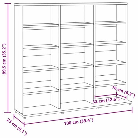 SZAFKA NA PŁYTY CD PRZYDYMIONY DĄB 100X23X89,5CM