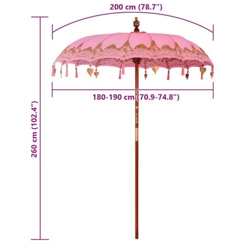 BALIŃSKI PARASOL RÓŻOWY 185X185X260CM