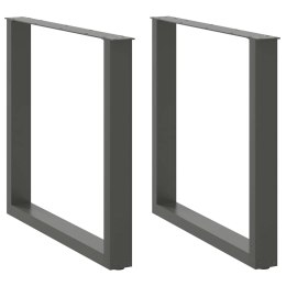 NOGI DO STOŁU JADALNEGO W KSZTAŁCIE LITERY U 2 SZT. ANTRACYT 80X(72-73)CM STAL