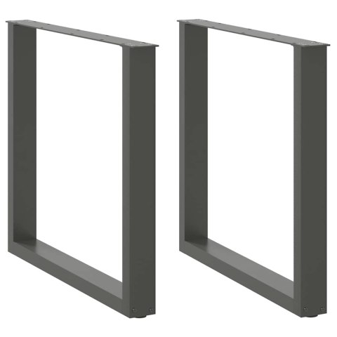 NOGI DO STOŁU JADALNEGO W KSZTAŁCIE LITERY U 2 SZT. ANTRACYT 80X(72-73)CM STAL
