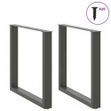 NOGI DO STOŁU JADALNEGO W KSZTAŁCIE LITERY U 2 SZT. ANTRACYT 80X(72-73)CM STAL