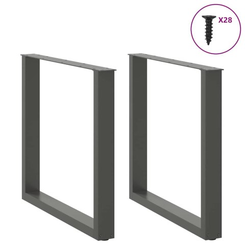 NOGI DO STOŁU JADALNEGO W KSZTAŁCIE LITERY U 2 SZT. ANTRACYT 80X(72-73)CM STAL