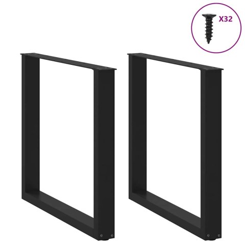 NOGI DO STOŁU JADALNEGO W KSZTAŁCIE LITERY U 2 SZT. CZARNE 90X(72-73)CM STAL