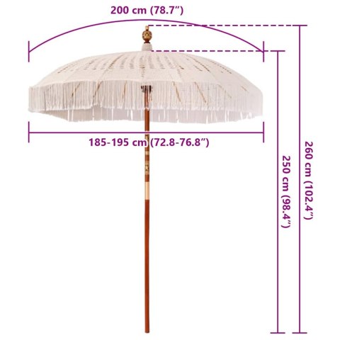 PARASOL MAKRAMOWY KREMOWY 190X190X260CM