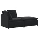 SOFA MODUŁOWA Z PODNÓŻKIEM I PODUSZKAMI AKSAMITNA CZERŃ