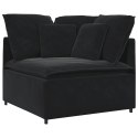 SOFA MODUŁOWA Z PODNÓŻKIEM I PODUSZKAMI AKSAMITNA CZERŃ