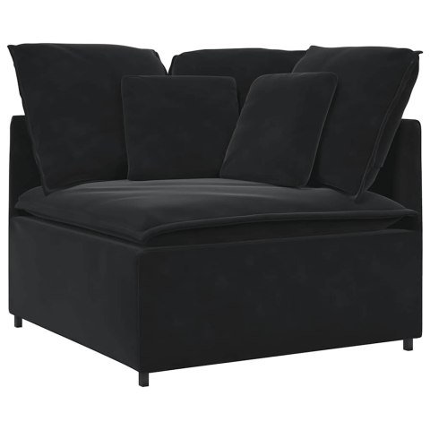 SOFA MODUŁOWA Z PODNÓŻKIEM I PODUSZKAMI AKSAMITNA CZERŃ