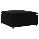 SOFA MODUŁOWA Z PODNÓŻKIEM I PODUSZKAMI AKSAMITNA CZERŃ