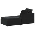 SOFA MODUŁOWA Z PODNÓŻKIEM I PODUSZKAMI AKSAMITNA CZERŃ