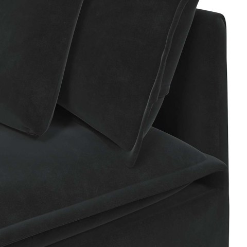 SOFA MODUŁOWA Z PODNÓŻKIEM I PODUSZKAMI AKSAMITNA CZERŃ