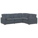 SOFA MODUŁOWA Z PODUSZKAMI AKSAMITNA CIEMNOSZARA