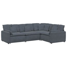 SOFA MODUŁOWA Z PODUSZKAMI AKSAMITNA CIEMNOSZARA