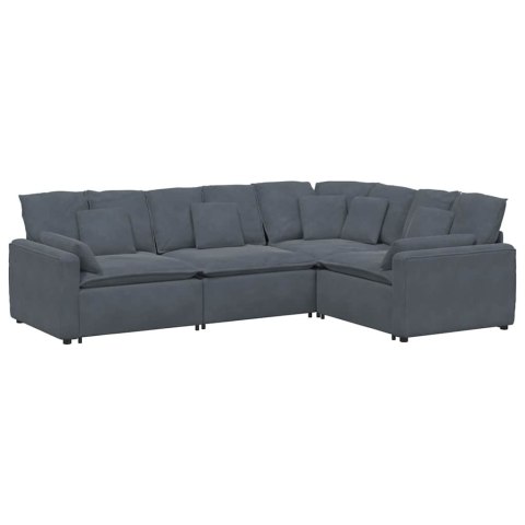 SOFA MODUŁOWA Z PODUSZKAMI AKSAMITNA CIEMNOSZARA