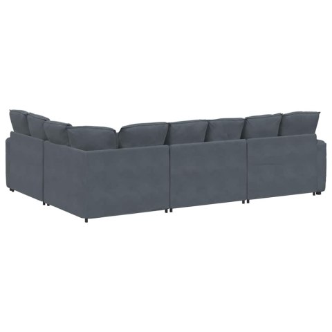 SOFA MODUŁOWA Z PODUSZKAMI AKSAMITNA CIEMNOSZARA