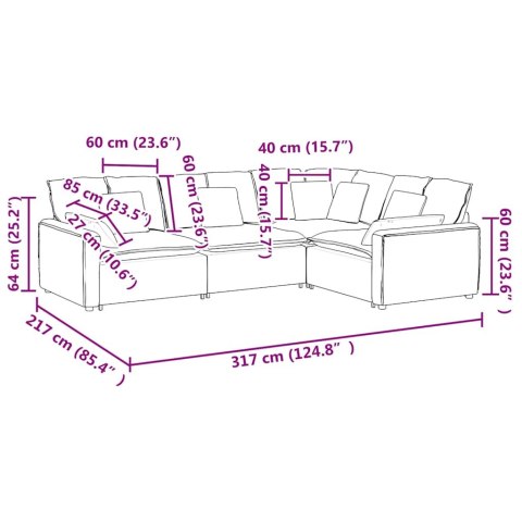 SOFA MODUŁOWA Z PODUSZKAMI AKSAMITNA CIEMNOSZARA