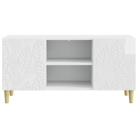 VidaXL Szafka pod telewizor 102 x 34,5 x 50 cm Biały wysoki połysk