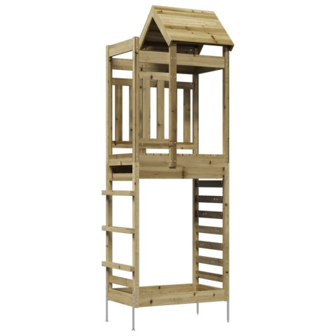 WIEŻA ZABAW BRĄZOWY 52,5X85X238CM DREWNO IMPREGNOWANE LITE