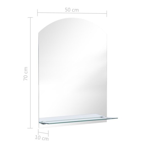 LUSTRO ŚCIENNE Z PÓŁKĄ 50X70CM HARTOWANE SZKŁO