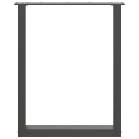 NOGI DO STOŁU JADALNEGO W KSZTAŁCIE LITERY U 2 SZT. ANTRACYT 60X(72-73)CM STAL