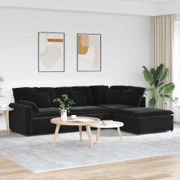 VidaXL Sofa modułowa z podnóżkiem i poduszkami aksamitna czerń