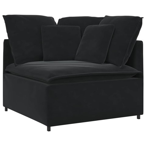 SOFA MODUŁOWA Z PODNÓŻKIEM I PODUSZKAMI AKSAMITNA CZERŃ