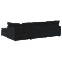 SOFA MODUŁOWA Z PODNÓŻKIEM I PODUSZKAMI AKSAMITNA CZERŃ