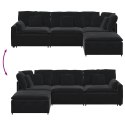 SOFA MODUŁOWA Z PODNÓŻKIEM I PODUSZKAMI AKSAMITNA CZERŃ