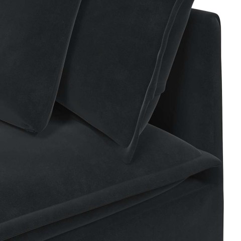 SOFA MODUŁOWA Z PODNÓŻKIEM I PODUSZKAMI AKSAMITNA CZERŃ