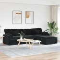 SOFA MODUŁOWA Z PODNÓŻKIEM I PODUSZKAMI CZARNA