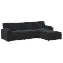 SOFA MODUŁOWA Z PODNÓŻKIEM I PODUSZKAMI CZARNA