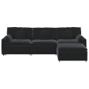 SOFA MODUŁOWA Z PODNÓŻKIEM I PODUSZKAMI CZARNA