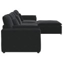 SOFA MODUŁOWA Z PODNÓŻKIEM I PODUSZKAMI CZARNA