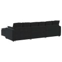 SOFA MODUŁOWA Z PODNÓŻKIEM I PODUSZKAMI CZARNA