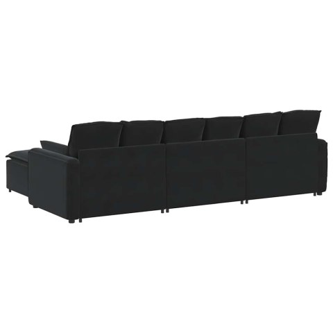 SOFA MODUŁOWA Z PODNÓŻKIEM I PODUSZKAMI CZARNA