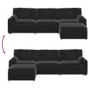 SOFA MODUŁOWA Z PODNÓŻKIEM I PODUSZKAMI CZARNA