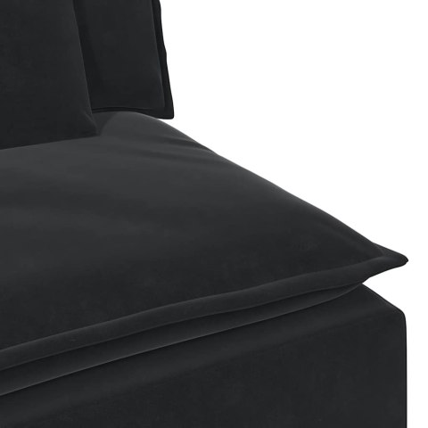 SOFA MODUŁOWA Z PODNÓŻKIEM I PODUSZKAMI CZARNA