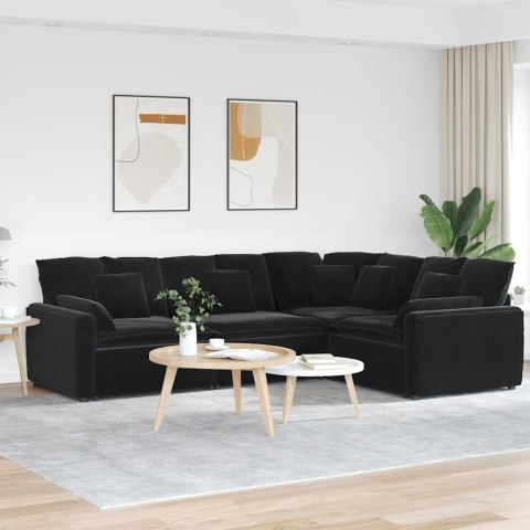 VidaXL Sofa modułowa z poduszkami aksamitna czerń