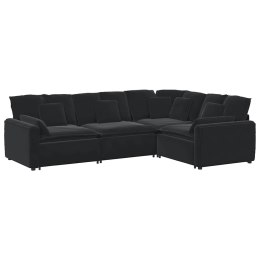 SOFA MODUŁOWA Z PODUSZKAMI AKSAMITNA CZERŃ