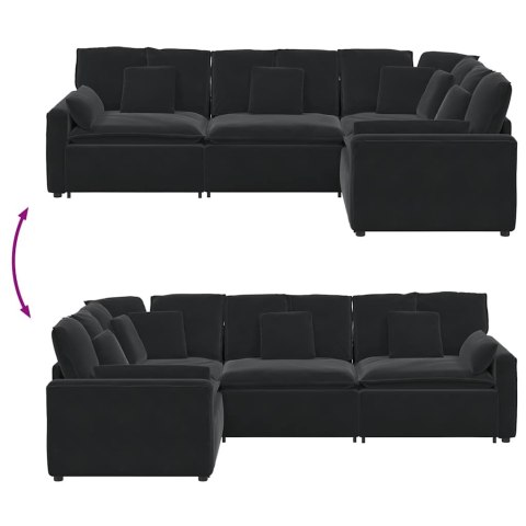 VidaXL Sofa modułowa z poduszkami aksamitna czerń