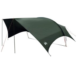 DUŻY TARP CAMPINGOWY 695X580CM ZIELONY WOJSKOWY OSŁONA PRZECIWDESZCZOWA