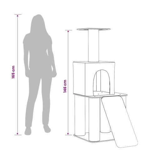 DREWNO DLA KOTÓW Z DRAPAKAMI SISALOWYMI CIEMNOSZARY 146CM
