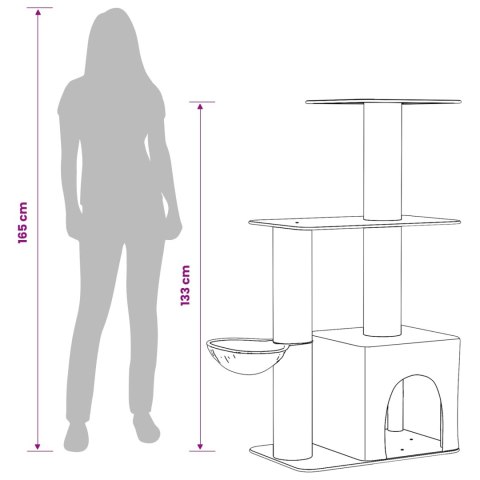 DREWNO DLA KOTÓW Z DRAPAKAMI SISALOWYMI JASNOSZARY 133CM
