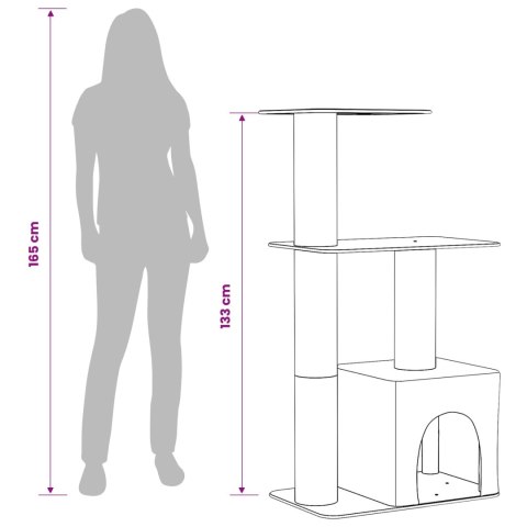 DREWNO DLA KOTÓW Z DRAPAKAMI SISALOWYMI KREMOWY 133CM