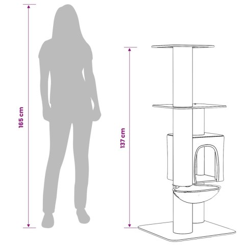 DREWNO DLA KOTÓW Z DRAPAKAMI SISALOWYMI KREMOWY 137CM