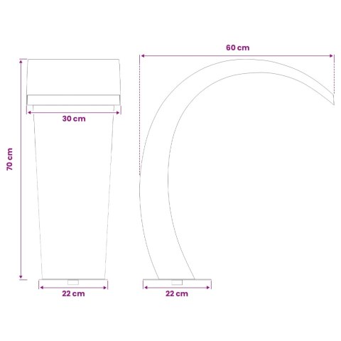 VidaXL Fontanna Przy Basenie srebrny 60 x 30 x 70 cm Stal nierdzewna