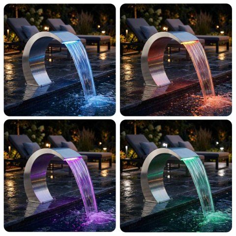 VidaXL Fontanna Przy Basenie srebrny 61 x 30 x 71 cm Stal nierdzewna