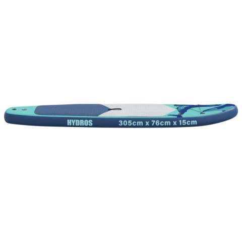 VidaXL Nadmuchiwany Paddle Board HYDROS 305 x 76 x 15 cm Turkusowy dla