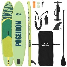 VidaXL Nadmuchiwany Paddle Board POSEIDON 366 x 81 x 15 cm zielony dla