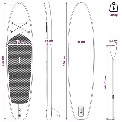 NADMUCHIWANY PADDLE BOARD SCYLLA 366X81X15CM NIEBIESKI DLA